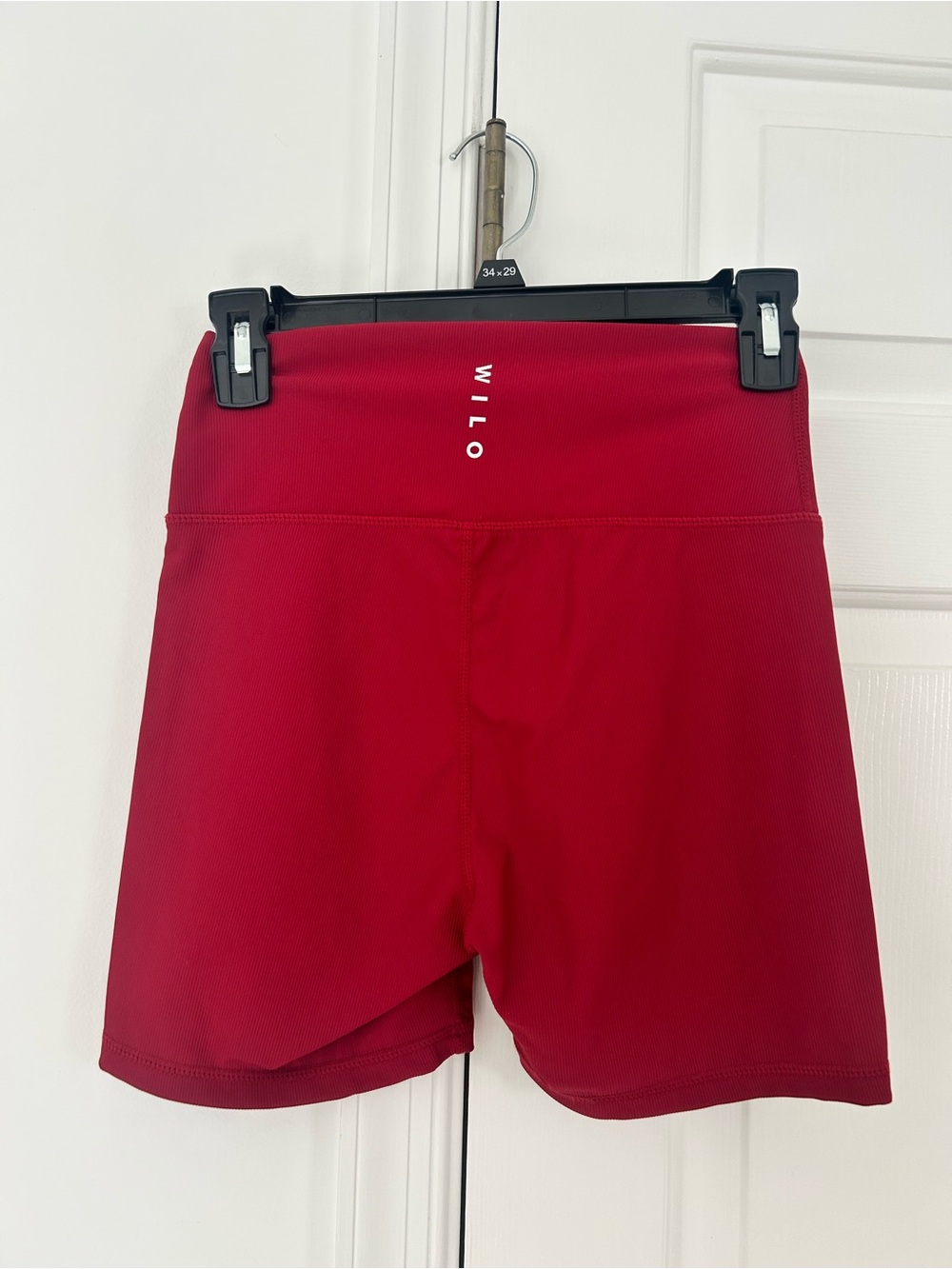 Women's High-Rise Red Bike Shorts - Picture 2 of 3